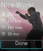 Workout summary screen